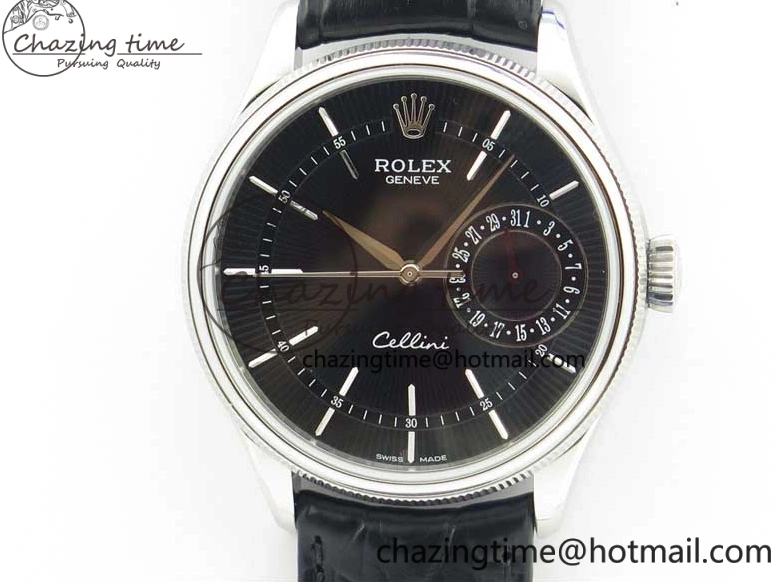 Date BP Markers Leather Real Strap Black Black on Edition Maker 50519 Sticks Dial SS Best SA3165 Cellini 0320